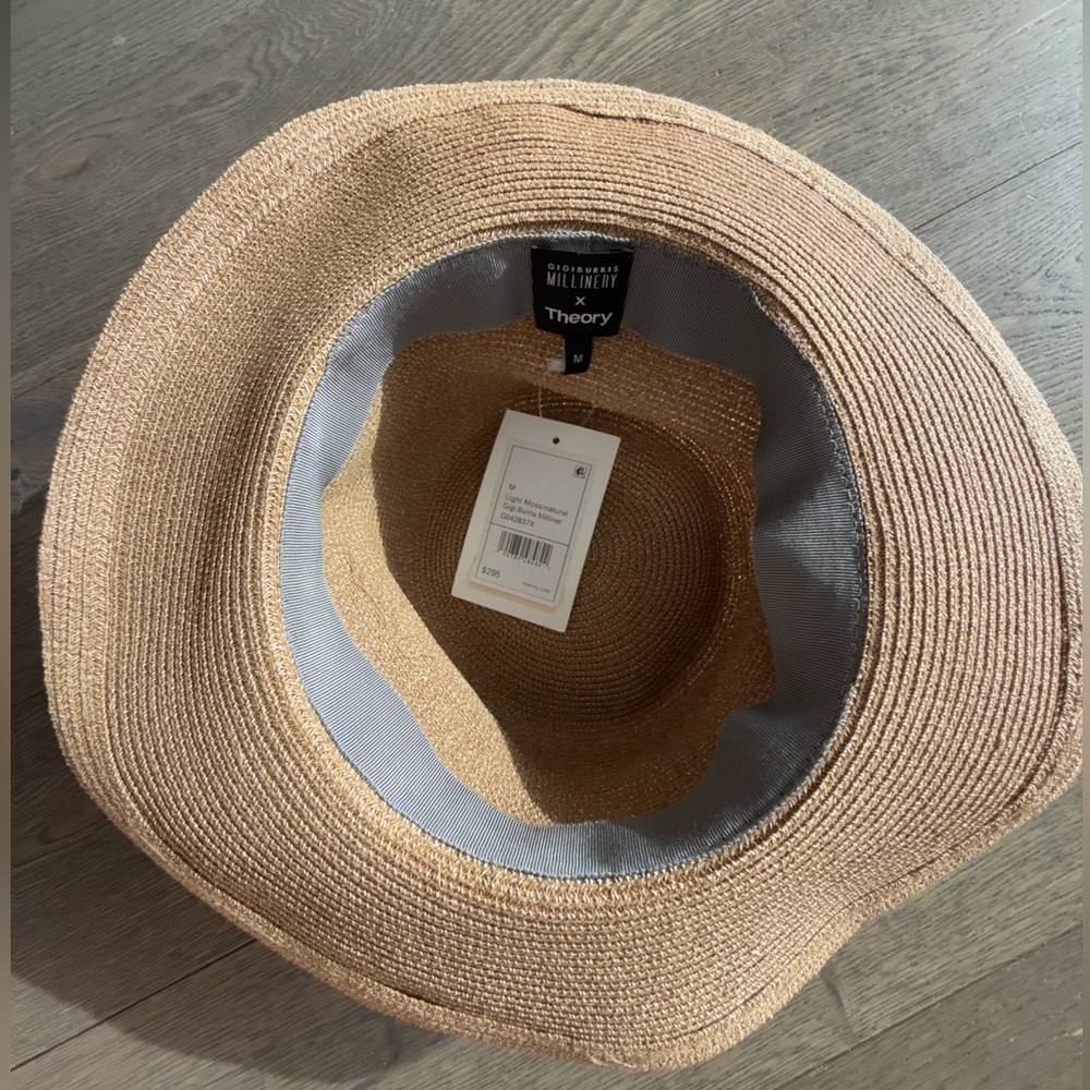 Theory x Gigi Burris Millinery Woven Straw Fedora Hat with Light Band - Picture 2 of 3